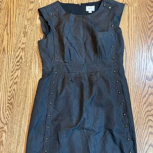 Short black / gray dress with gold shimmer and bronze studs